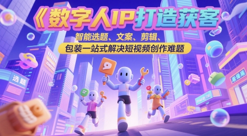 数字人IP打造获客变现实操课，智能选题、文案、剪辑、包装一站式解决短视频创作难题-学习资源社