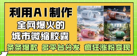利用AI制作全网爆火的城市微缩胶囊，条条爆款， 多平台分发，疯狂涨粉变现-学习资源社