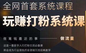 2025行业首套全网全域打粉系统神课,做流量做离钱最近的事,一套新手入行打粉引流必备课-学习资源社