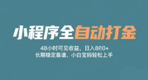 小程序全自动打金,48小时可见收益,日入多张,长期稳定靠谱,小白宝妈轻松上手【揭秘】-学习资源社