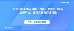 小红书男粉引流拆解,引流、变现当日见效超级干货,适用大部分行业引流-学习资源社