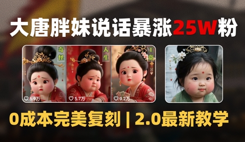 AI大唐胖贵妃说话2.0，40条视频暴涨40w粉，附独家变现攻略-学习资源社