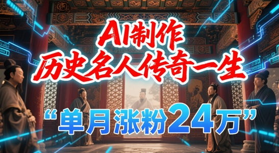 暴力起号！用AI制作历史名人传奇一生，单月涨粉24W，涨粉+变现赛道黑马来了-学习资源社