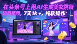 在头条号上用AI生成美女跳舞视频,7天1k+,纯软件操作-学习资源社