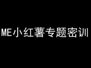 ME小红薯专题密训-小红书电商教程-学习资源社