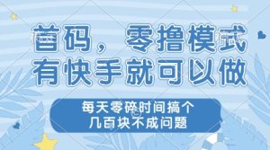 首码,零撸模式,有快手就可以做,每天零碎时间搞个几张不成问题【揭秘】-学习资源社