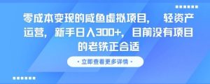 零成本变现的咸鱼虚拟项目, 轻资产运营,新手日入3张+,目前没有项目的老铁正合适-学习资源社