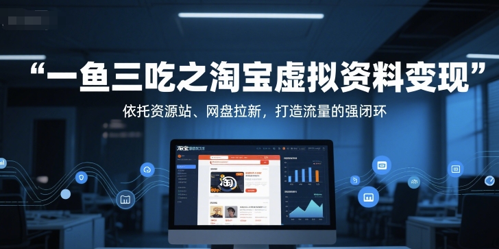 一鱼三吃之淘宝虚拟资料变现，依托资源站、网盘拉新，打造流量的强闭环-学习资源社