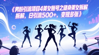 男粉引流项目4美女账号之健身美女拆解，日引流500+，变现多张-学习资源社