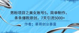 男粉项目之美女账号5,简单制作,条条爆款原创,7天引流5000+-学习资源社
