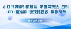 小红书男粉引流玩法不废号玩法日引100男粉变现路径多操作简单-学习资源社