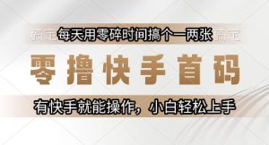 零撸快手首码,每天用零碎时间搞个一两张,有快手就能操作小白轻松上手【揭秘】-学习资源社