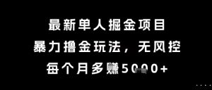 最新单人掘金项目,暴力撸金玩法,无风控,每个月多挣5k+【揭秘】-学习资源社