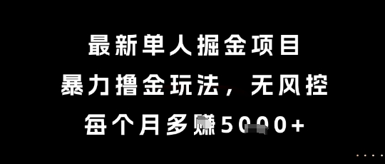 最新单人掘金项目，暴力撸金玩法，无风控，每个月多挣5k+【揭秘】-学习资源社