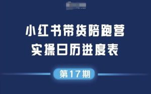 小红书第17期带货陪跑营,不囤货,无不直播,无不投流,通过选品+笔记内容+测品+笔记铺量+矩阵运营打爆款-学习资源社