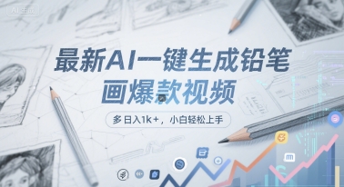 最新AI一键生成铅笔画爆款视频，多平台分发，日 入1k+，小白轻松上手【揭秘】-学习资源社