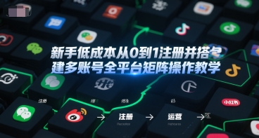 新手低成本从0到1注册并搭建多账号全平台矩阵操作教学，手机号-邮箱-IP-工具-学习资源社