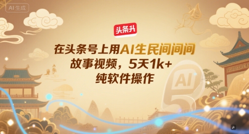 在头条号上用AI生民间故事视频，5天1k+，纯软件操作-学习资源社