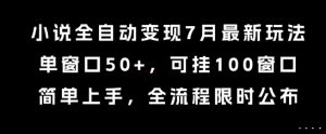 小说全自动变现7月玩法,单窗口50+,可挂100窗口,简单上手,全流程限时公布【揭秘】-学习资源社