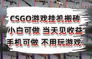 CSGO游戏挂G搬砖,小白纯手机即可操作,不用电脑打游戏,日入3张+,副业网创项目【揭秘】-学习资源社