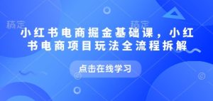 小红书电商掘金课,小红书电商项目玩法全流程拆解(更新7月)-学习资源社