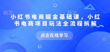 小红书电商掘金课，小红书电商项目玩法全流程拆解（更新7月）-学习资源社