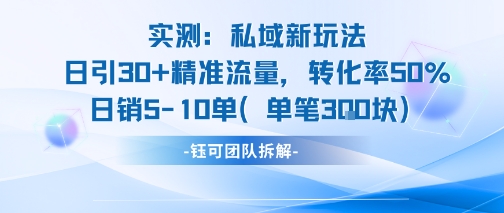 实测私域新玩法日引30加精准流量转化率50%日销5-10单每笔3张-学习资源社