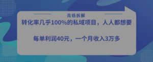转化率最高的私域项目,每单利润40-50米,月入过1w-学习资源社