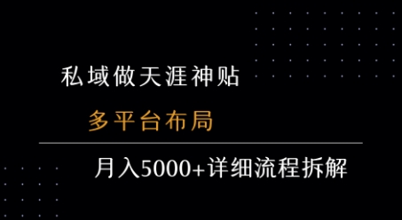 私域做天涯神贴 多平台布局 月入5k+详细流程拆解-学习资源社