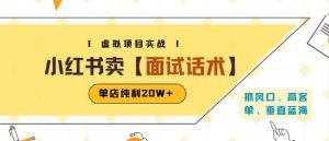小红书虚拟项目掘金,卖面试话术资料,单店纯利20W+(附爆款笔记制作方法)-学习资源社