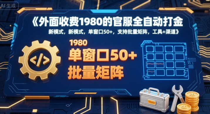 外面收费1980的官服全自动打金，新模式，单窗口50+，支持批量矩阵，工具+渠道【揭秘】-学习资源社