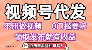 视频号代发,不用剪辑不用做视频,0门槛要求,领取发布就有收益,任务没有无上限,小白轻松上手【揭秘】-学习资源社