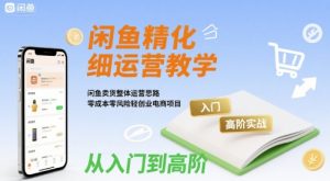 闲鱼精细化运营入门+高阶实战教学,闲鱼卖货整体运营思路,零成本零风险轻创业电商项目-学习资源社