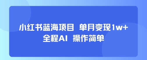 小红书蓝海项目 单月变现1w+ 全程AI 操作简单-学习资源社
