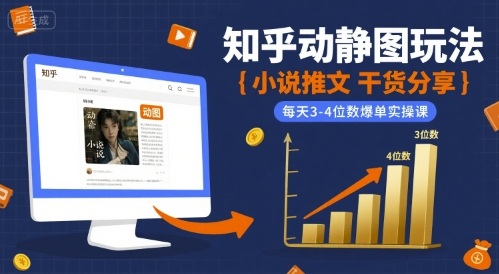 小说推文干货分享之知乎动静图玩法，每天3-4位数爆单实操课-学习资源社