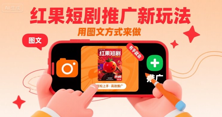红果短剧推广新玩法，用图文方式来做，有手就会-学习资源社