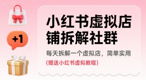 小红书虚拟店铺拆解社群，每天拆解一个虚拟店，简单实用(赠送小红书虚拟教程)-学习资源社