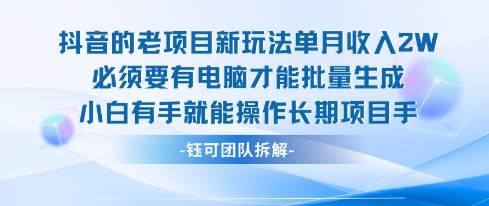 老项目新玩法单月收入2W小白有手就能操作长期项目-学习资源社