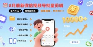 8月最新微信视频号批量剪辑操作方法及变现流程,简单操作,月入1w+-学习资源社
