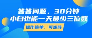 答答问题,30分钟,小白也能一天最少也有三位数,操作简单-学习资源社