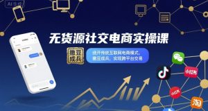 无货源社交电商实操课,绕开传统互联网电商模式,撒豆成兵,实现跨平台交易-学习资源社