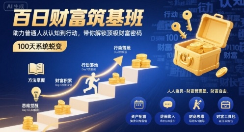 百日财富筑基班，助力普通人从认知到行动，带你解锁顶级财富密码-学习资源社