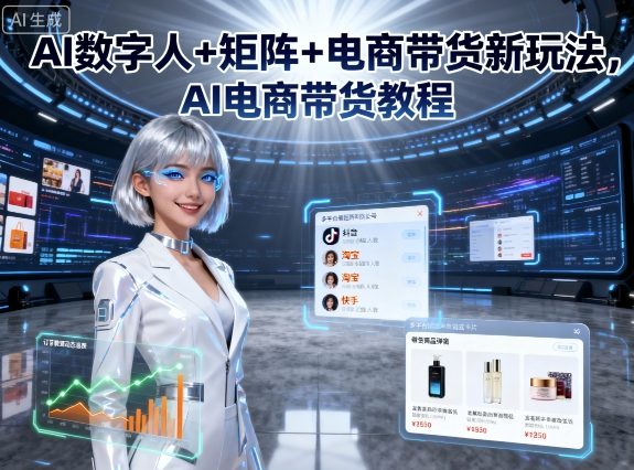 AI数字人+矩阵+电商带货新玩法，AI电商带货教程-学习资源社