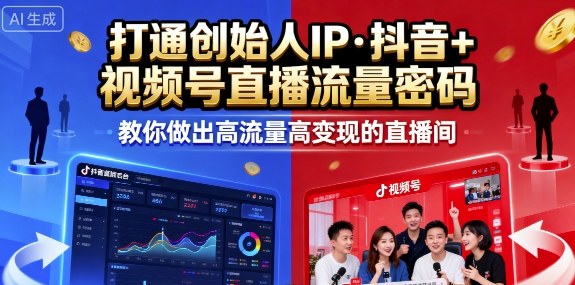25年直播9-10两期线下课，打通创始人IP，抖音+视频号直播流量密码，教你做出高流量高变现的直播间-学习资源社