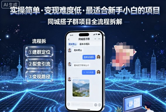 实操简单，变现难度低，最适合新手小白做的项目，每天轻松收入3张，同城搭子群项目全流程拆解-学习资源社