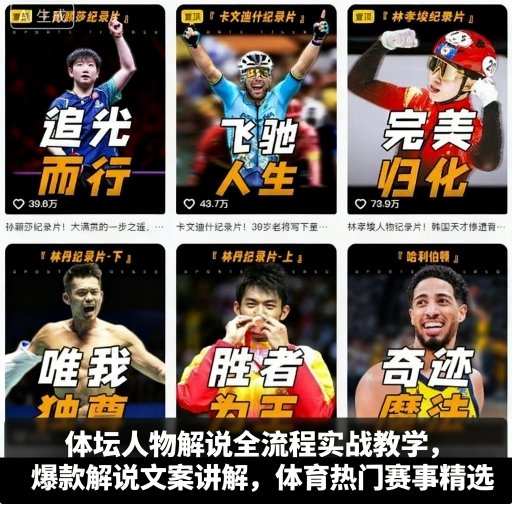 体坛人物解说全流程实战教学，爆款解说文案讲解，体育热门赛事精选-学习资源社