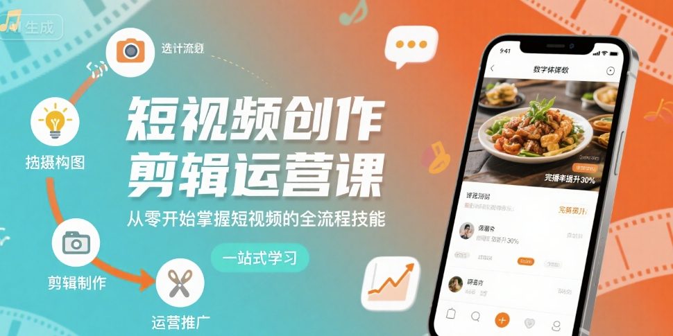 短视频创作剪辑运营课，从零开始掌握短视频的全流程技能-学习资源社