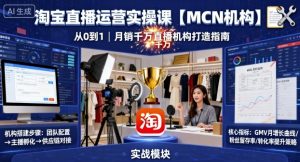 淘宝直播运营实操课【MCN机构】,从0到1做一家月销千W的直播机构-学习资源社
