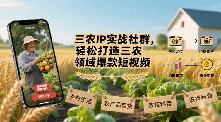 三农IP实战社群，轻松打造三农领域爆款短视频-学习资源社