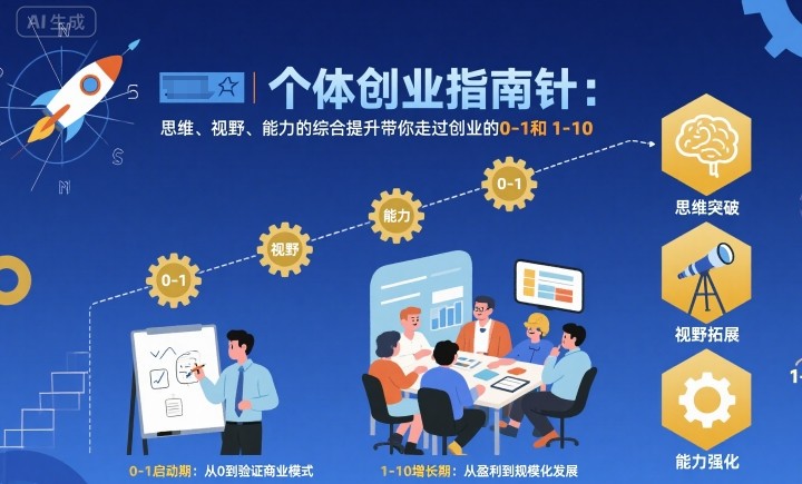 个体创业指南针，思维、视野、能力的综合提升带你走过创业的0-1和1-10【音频】-学习资源社